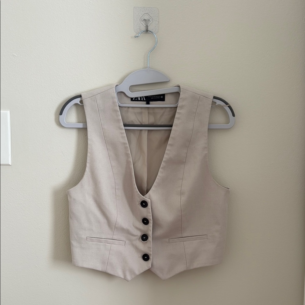 Zara Beige Buttoned Vest (matching skirt available)